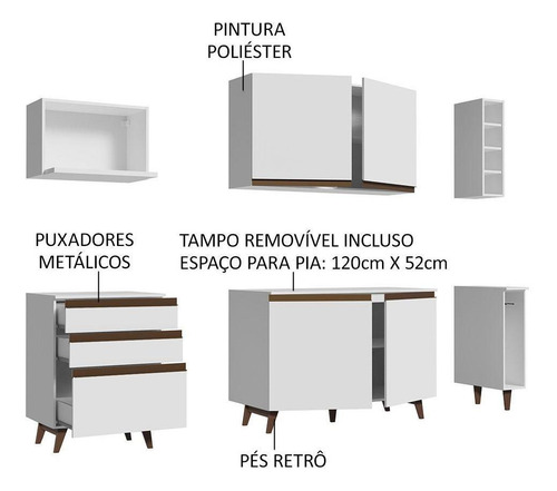 Madesa Reims 200001 Cocina completa con Armario y Encimera, Color Blanco