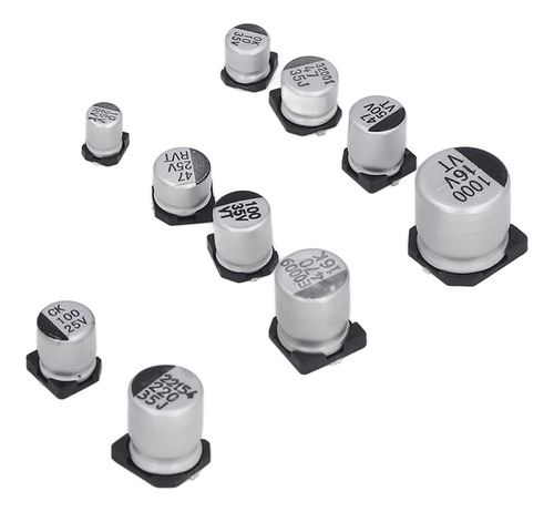 Capacitor Eletrolítico 400 Unidades De Alumínio Smd Preto De