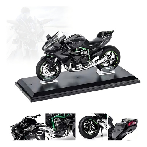 Motocicleta H2r De Metal En Miniatura 1:12 Color Negro