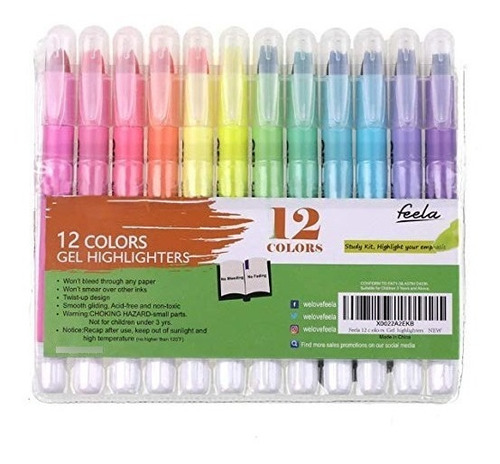 Feela 12 Colores Gel Rotuladores, Gel De Resaltado Marcadore