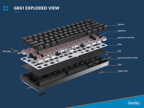 Geek Gk61 60% | Teclado De Juego Mecánico Caliente | 61 Keys