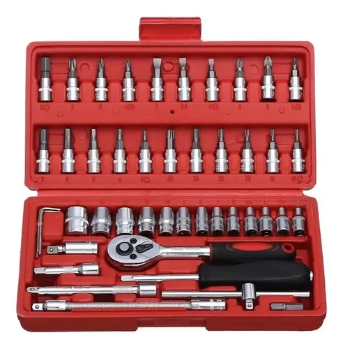 Juego Llave Tubos Encastre Por 46 Pcs 1/4 Cromovanadio 