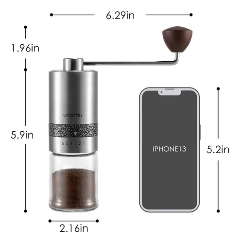 Molinillo De Café Manual Con Tapa Y Rebaba Cónica De Acero I