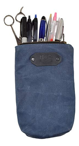 , Scribbler Pouch Handmade From Waxed Canvas (blue Mar)