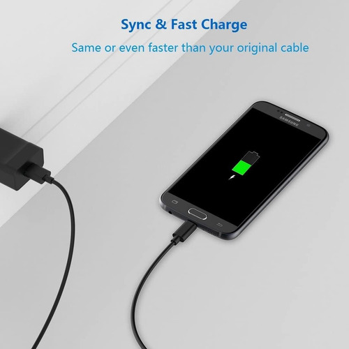 Imagen 2 de 10 de Cable Micro Usb 2 Metros Negro - Kubo