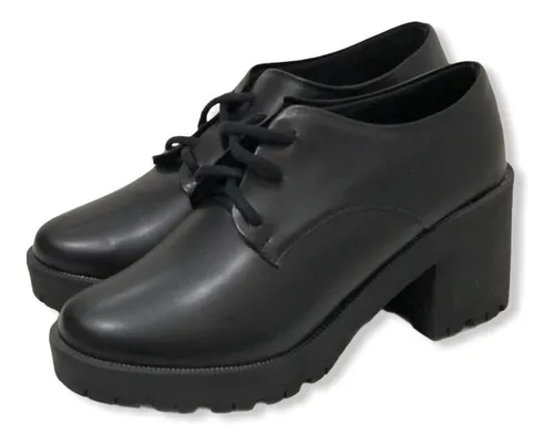 Sapato Oxford Salto Tratorado Preto