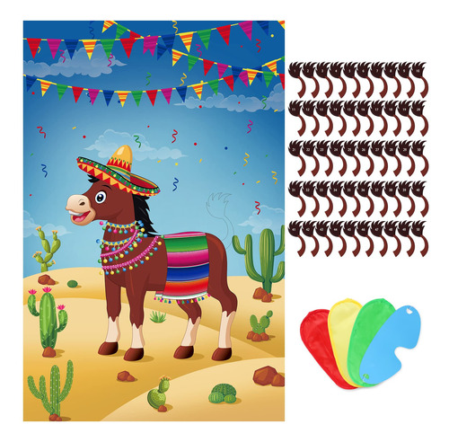 Pin The Tail On The Donkey - Juego De Fiesta Con 50 Piezas D