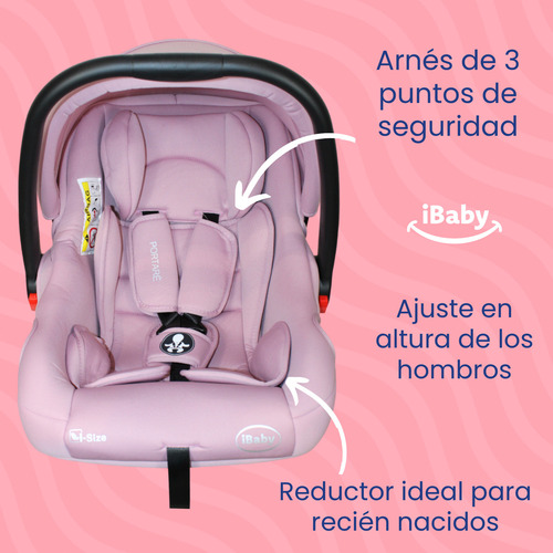 Autoasiento Porta Bebé Grupo 0+ Portaré Ibaby 3 En 1 - Rosa Portaré Rosa