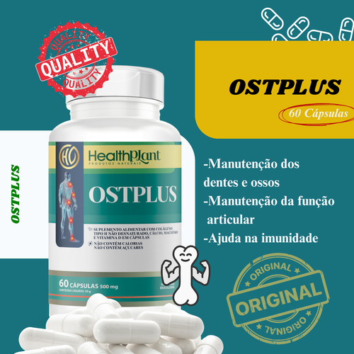 Ostplus - Colágeno Tipo 2 Cálcio Magnésio Vitamina D 60 Cáps