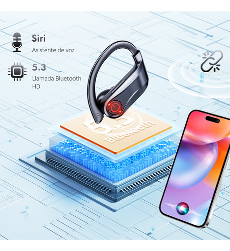 Gllai Q63 Audífonos Inalámbricos Bluetooth, Auriculares Deportivos,bluetooth 5.3, Hi-fi Estéreo Cascos,con Doble Led Pantalla Digital Y Micrófono De Cancelacion Ruido , Ip7 Impermeable,ai
