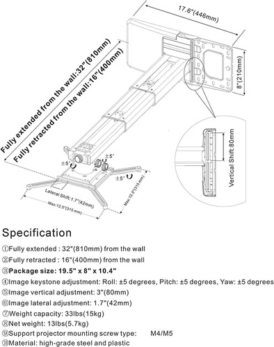 Soporte De Pared Universal Para Proyector De Ultracorta...