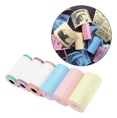 4 Rolo De De Papel Para Impressora Térmica Mini 6 Cores