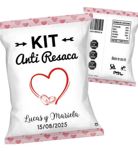 120 Bolsitas Kit Anti Resaca Chip Bag Fiesta Boda Cumples