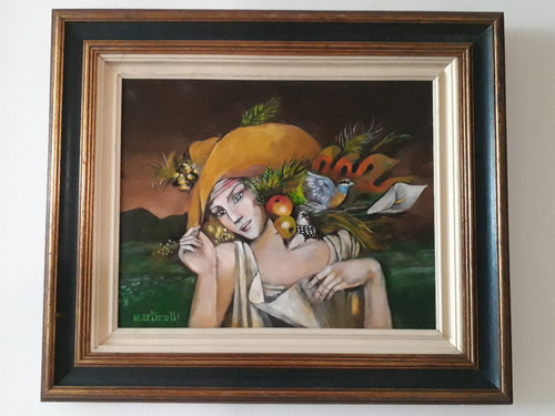 374- Sérgio Martinolli. Ose. 71x61 Cm = Mulher Com Chapéu (Usado)