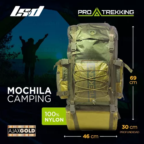 Mochila Mochilero 70 Litros Reforzada Viaje Camping Trekking Color Negro