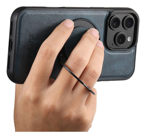 Funda Clásica Retro De Piel Encerada Al Óleo Magsafe, Magnética Inalámbrica, Con Soporte Metálico Para iPhone 16, 15, 14, 13, 12 Series