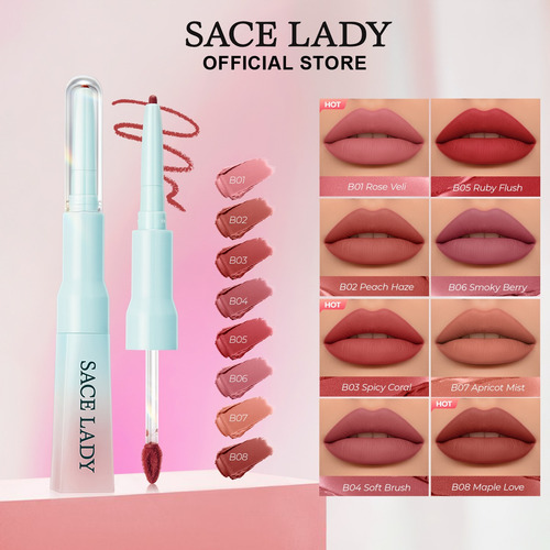 Sace Lady Delineador De Labios 2 En 1 Mate Suave Y Duradero 03 Spicy Coral