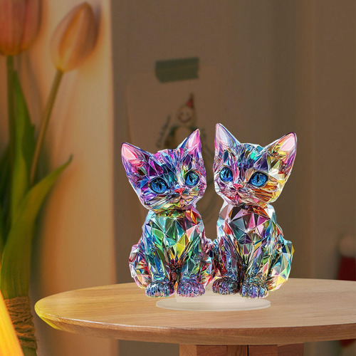 Acrílico 2d Flat Kitten Ornament Decorativo Con Decoración