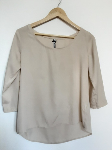 Imagen 8 de 9 de Blusa Oversize Beige Cerrada De Mangas 3/4, Talla S