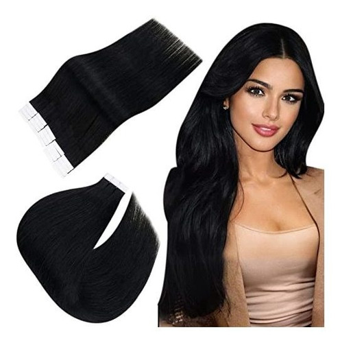 Cinta Facil En Extensiones De Pelo Jet Negro Doble 7spgk