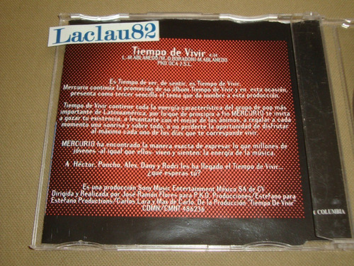Mercurio Tiempo De Vivir Columbia Cd Promo Single 