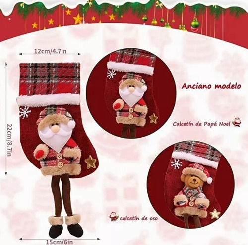 4 Botas Adorno Colgante Arbol Navidad Santa Reno Piernas Lar