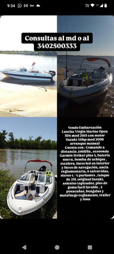 Lancha Virgin Marine Open 506 Con Motor Suzuki 40hp Mod 2008