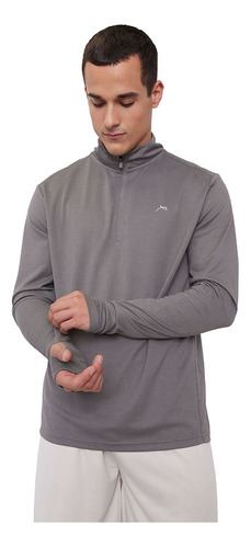 Polerón Hombre Deportivo Half Zipper Gris Corona