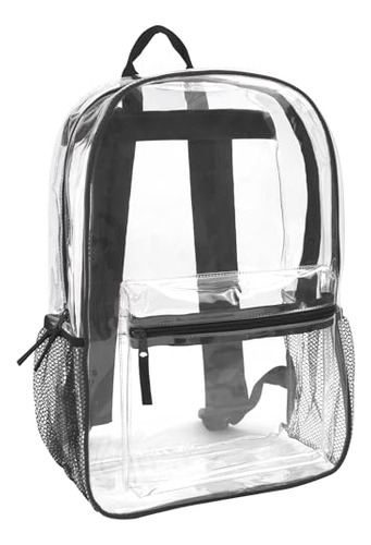 Mochila Transparente Con Correas Reforzadas Y Bolsillo