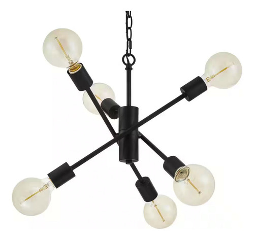 Lampara De Techo Colgante Moderna Candelabro 6 Luces 110v Estructura Negro