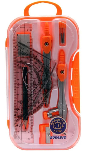 Juego Geometrico Barrilito Escolar + Estuche Y Accesorios