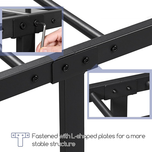 Bed Frame Matrimonial Yaheetech De Metal Negra