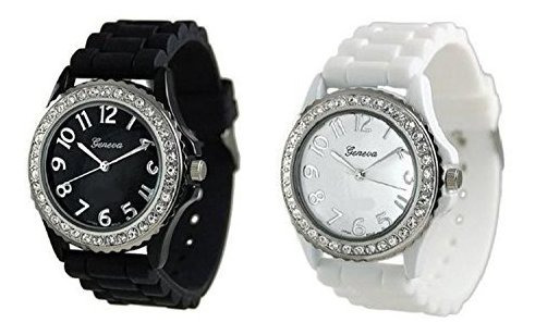 Cara Del Reloj Large White Negro Paquete De 2 Geneav Rhinest