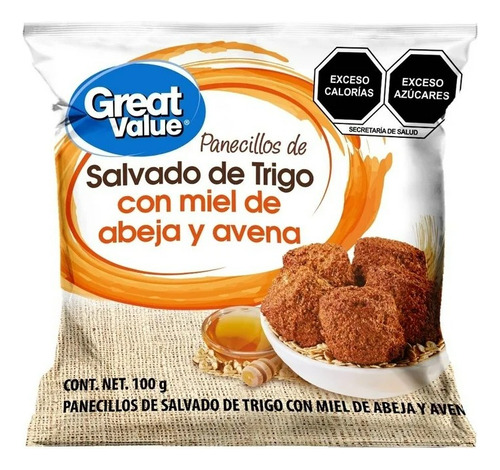 14 Pza Panecillos Great Value De Salvado De Trigo Con Miel D