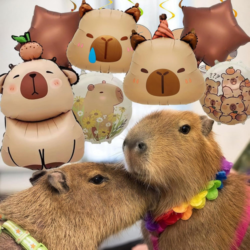 5 Globos Metalizados Capibara De 24 Pulgadas 55 Cm Grandes Marrón Claro Capybara Cartera