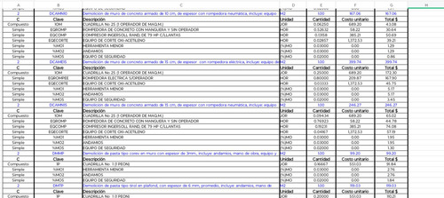 Matrices De Precios Unitarios Cmic, Bimsa Y Constructor 2024