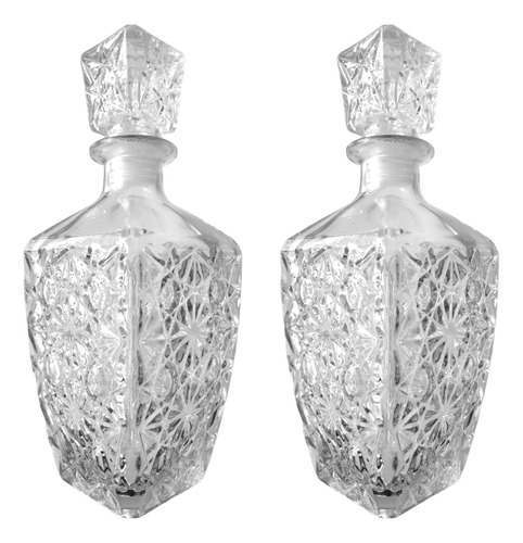 Set 12 Licoreras Botella Diamante Vidrio Cristal 750 Ml Transparente