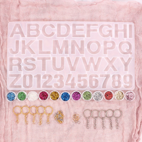 Molde De Silicone Resina Chaveiro Letra Molde Alfabeto