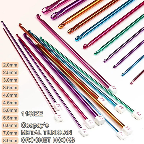 Set Of Aluminum Tunisian Crochet Needles, Kit