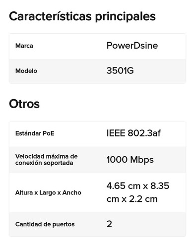 Inyector Poe Microsemi Pd-3501g/ac