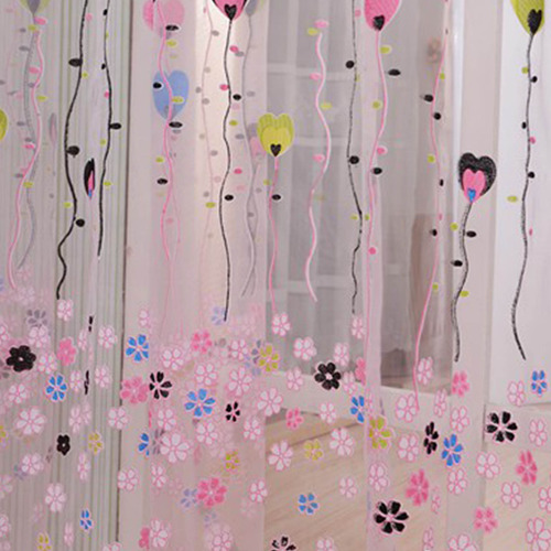 K Curtain Flower Window Screens Door Balcony Panel Sheer