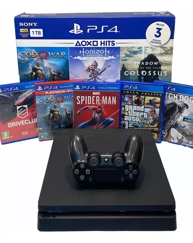 Ps4 Slim Console Playstation 4 + 2 Controle + Jogos