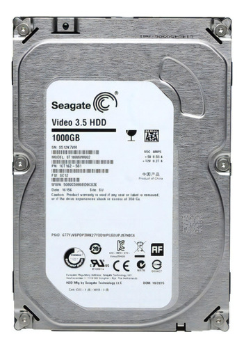 Disco rígido Seagate 3.5 de 1 TB 5900 Rpm 64 MB Sata3 /v /vc
