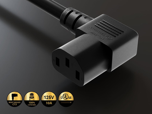 Cable De Alimentación Universal Ángulo Recto 1.83 M 18 Awg Color