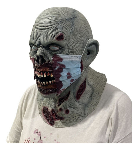 Gorra De Látex Spooky Zombie Con Máscara