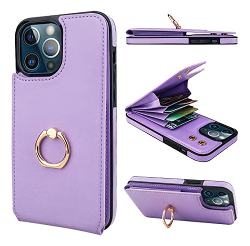 Funda Para iPhone 13 Pro Max Morado 6.7 PuLG Piel Sintetic-5