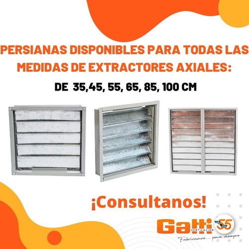 Persiana Metálica Movil Reforzada Extractor De Aire 75 Cm Baño/cocina Gatti Ventilación