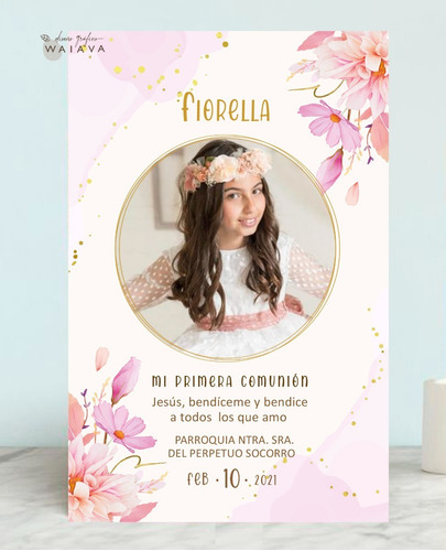 Imagen 4 de 10 de Estampas Nenas Primera Comunión Rect. Con Foto X 3u