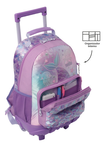 Mochila Escolar Con Ruedas Niña Sireny Mediana Totto