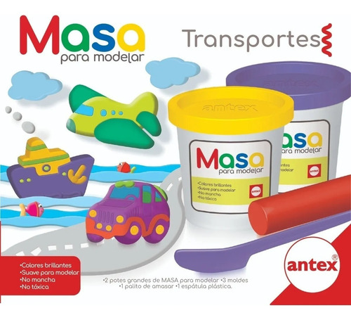 Masa Infantil Con Moldes Transportes Antex Color Multicolor